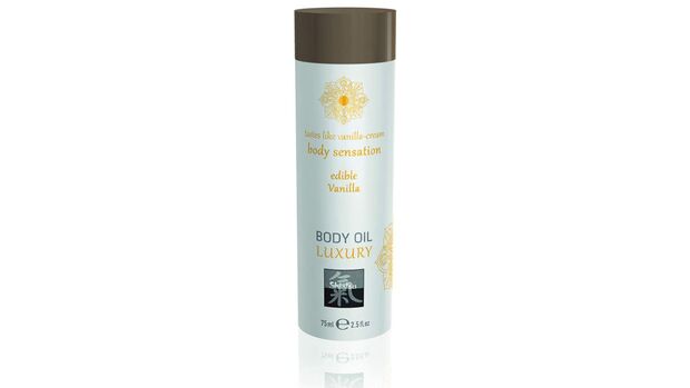 SHIATSU Body Oil Luxury Vanilla. Essbares Massageöl mit anregendem,aphrodisierenden Geschmack.